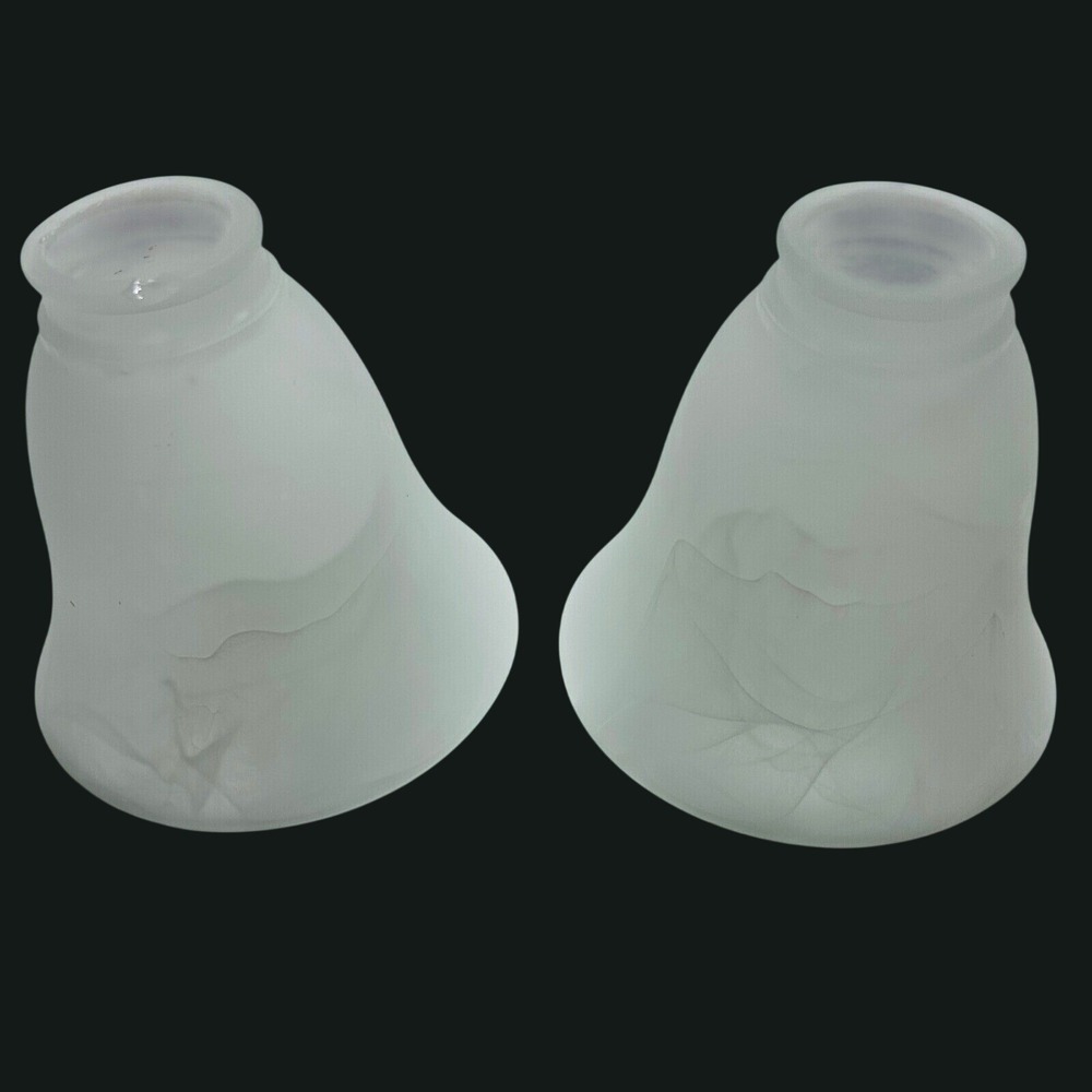 Unbranded Glass Light Shade Set of 2 White Good Frosted Alabaster Bell Swirl